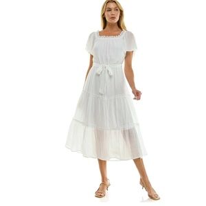 Women's Luxology Short Sleeve Belted Maxi Dress.